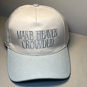 Make Heaven Crowded Embroidered Baseball Cap Cream / Light Blue Adjustable